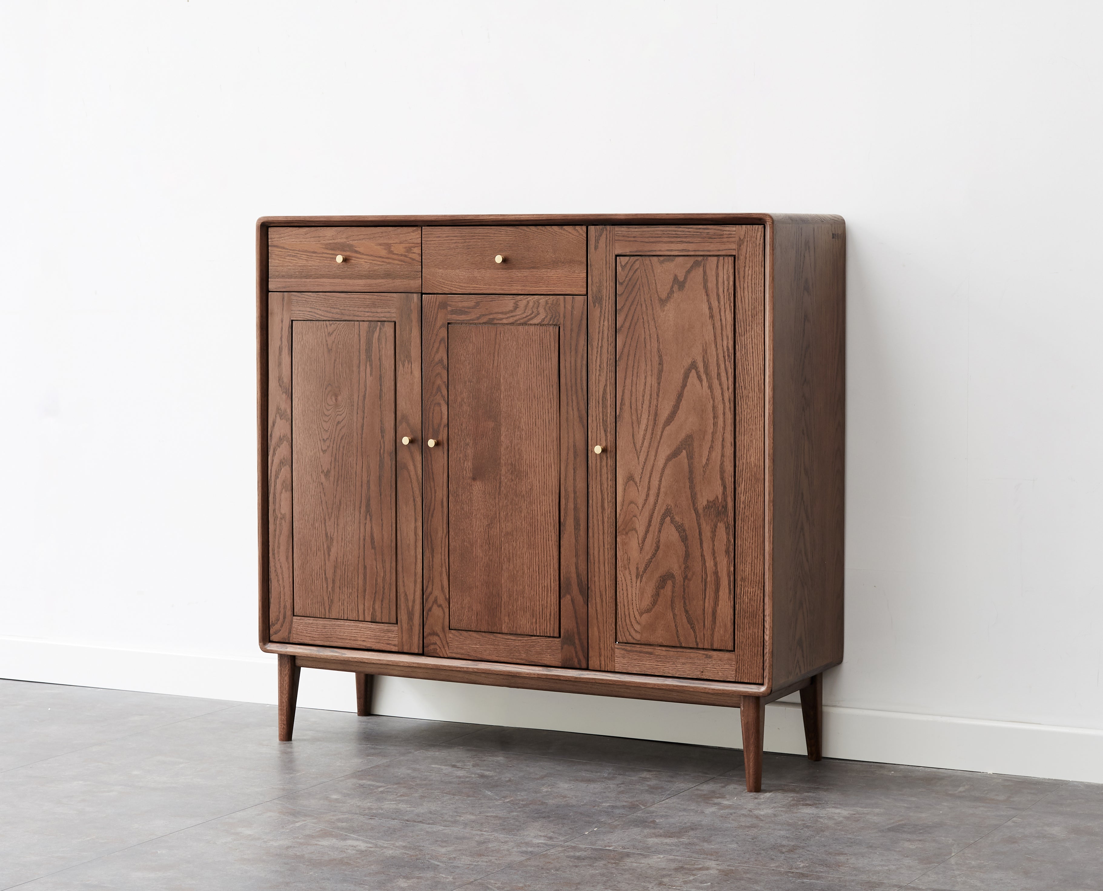 FAS-Graded Solid American Oak Wood Three-Door Shoe Cabinet with Drawers/Shoe Storage