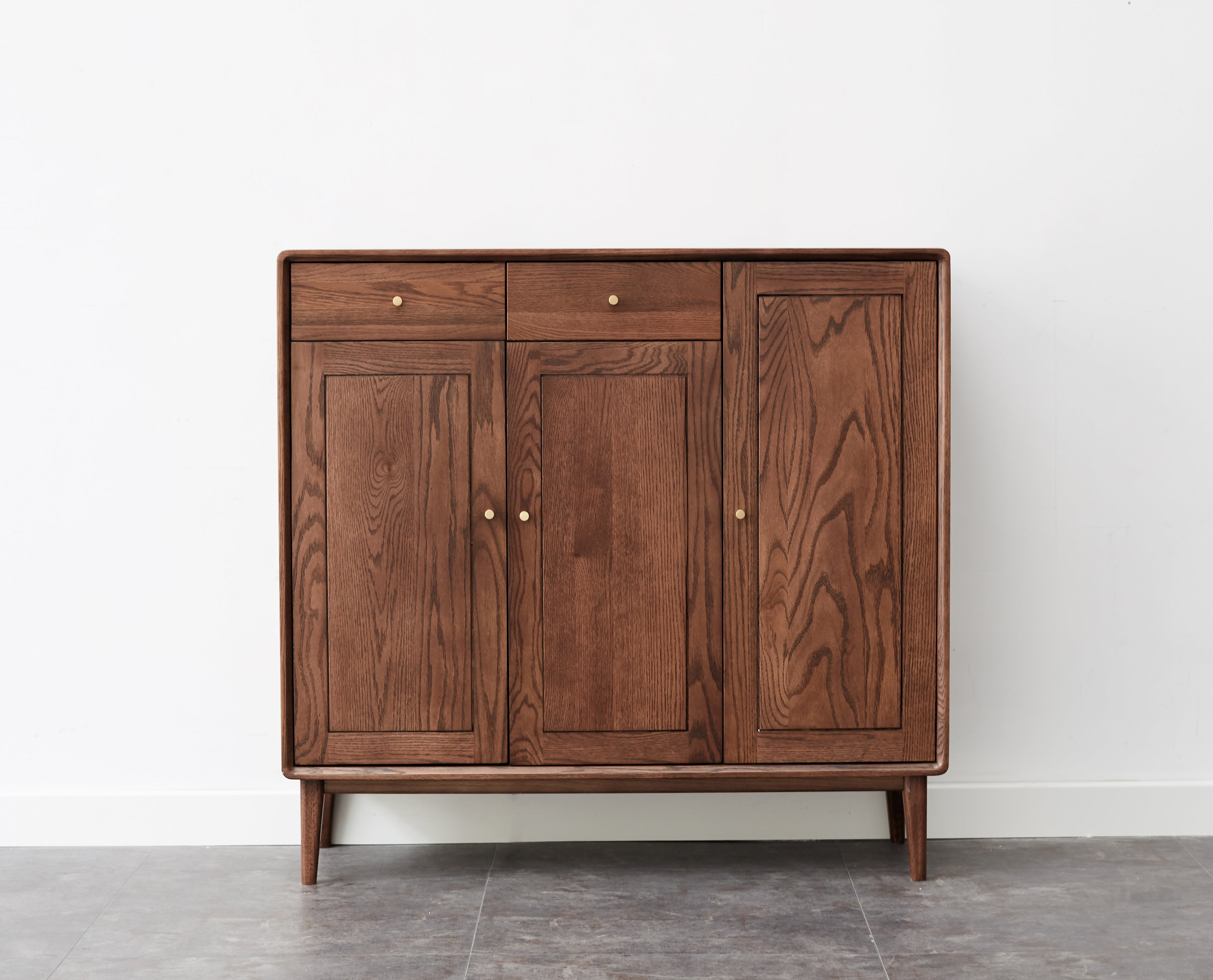 FAS-Graded Solid American Oak Wood Three-Door Shoe Cabinet with Drawers/Shoe Storage