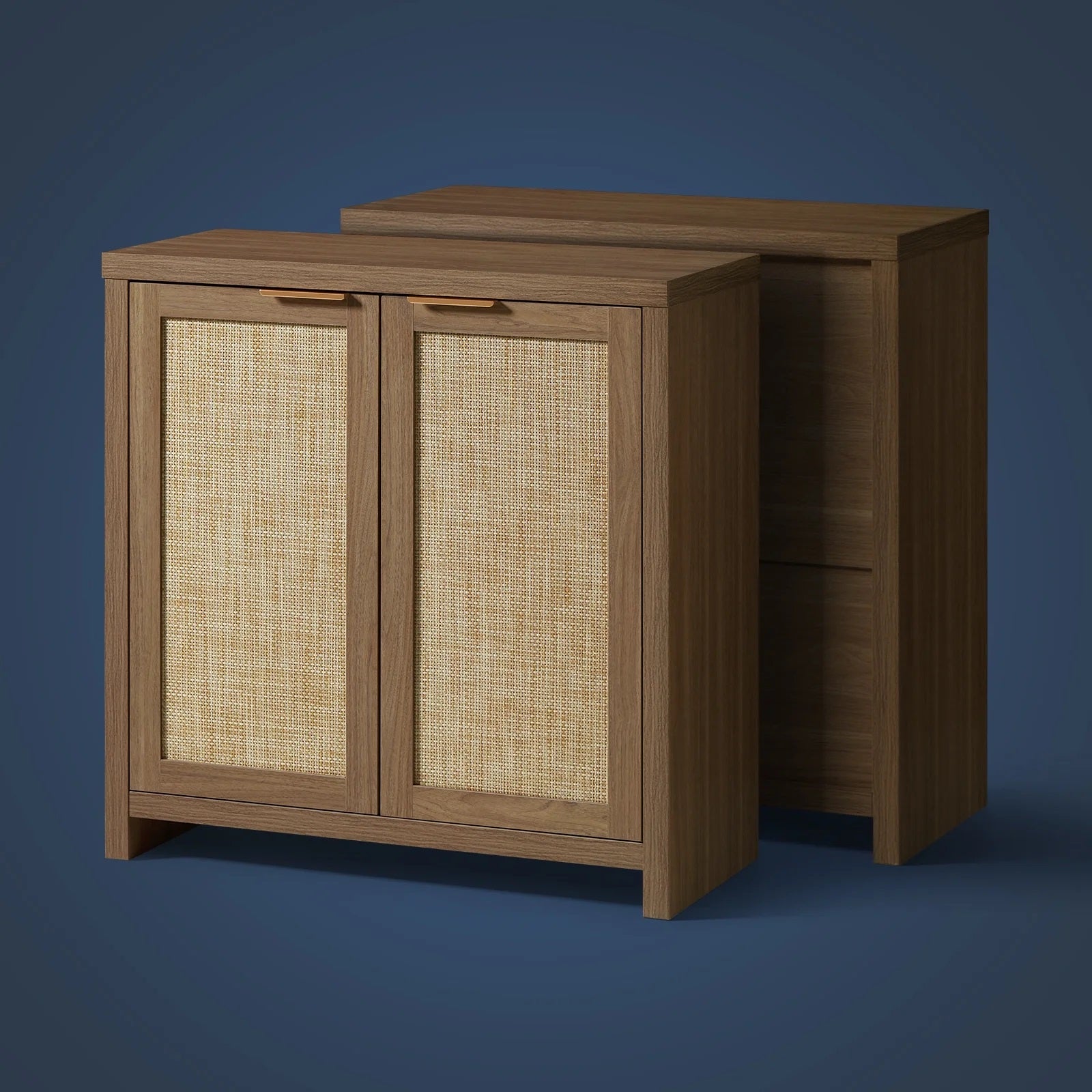 Hampstead Shoe Cabinet/Buffet/Sideboard/Accent Cabinet with Rattan Doors Walnut
