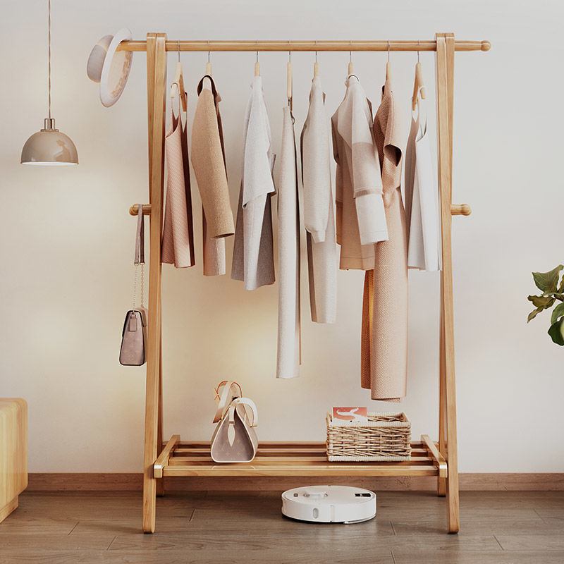 Oak Solidwood Clothing Racks Hanger/Stylish Entryway Coat Rack with Shelf