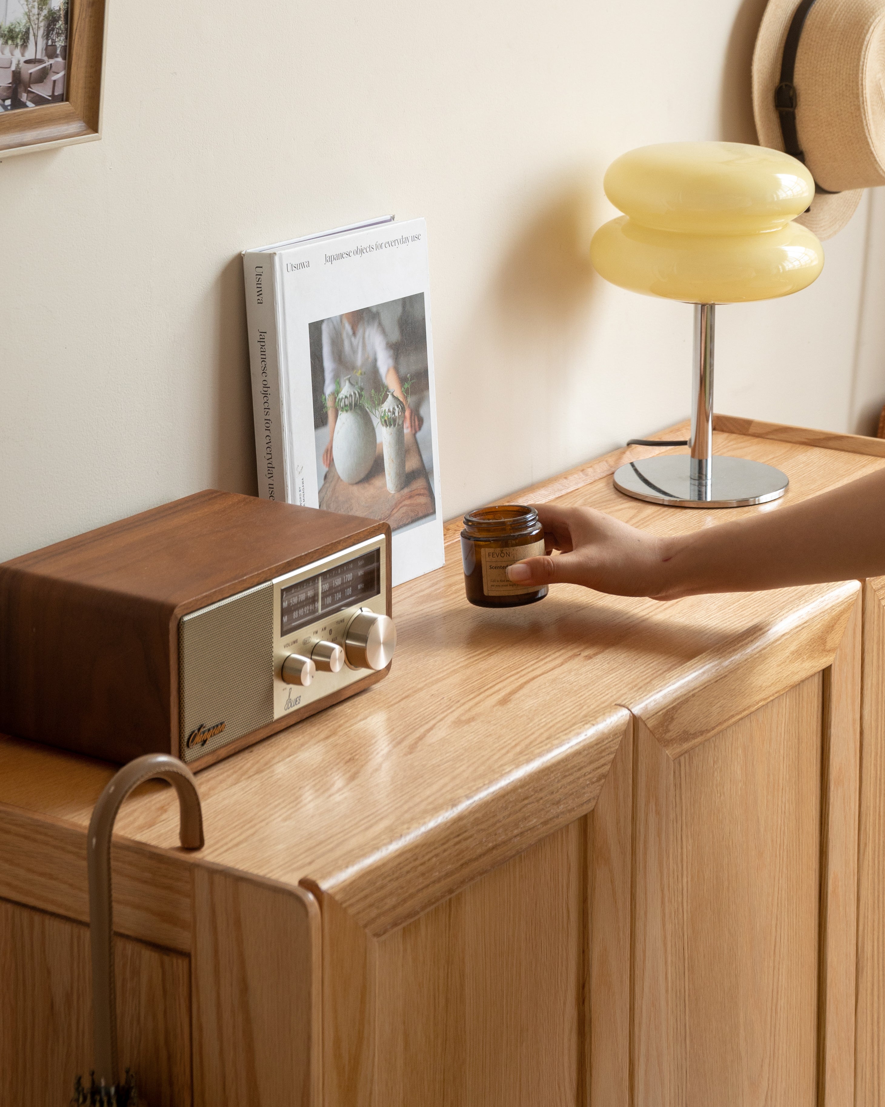 FSC Certified Solid American Oak Three-Door Shoe Cabinet with Bottom Open Shelf