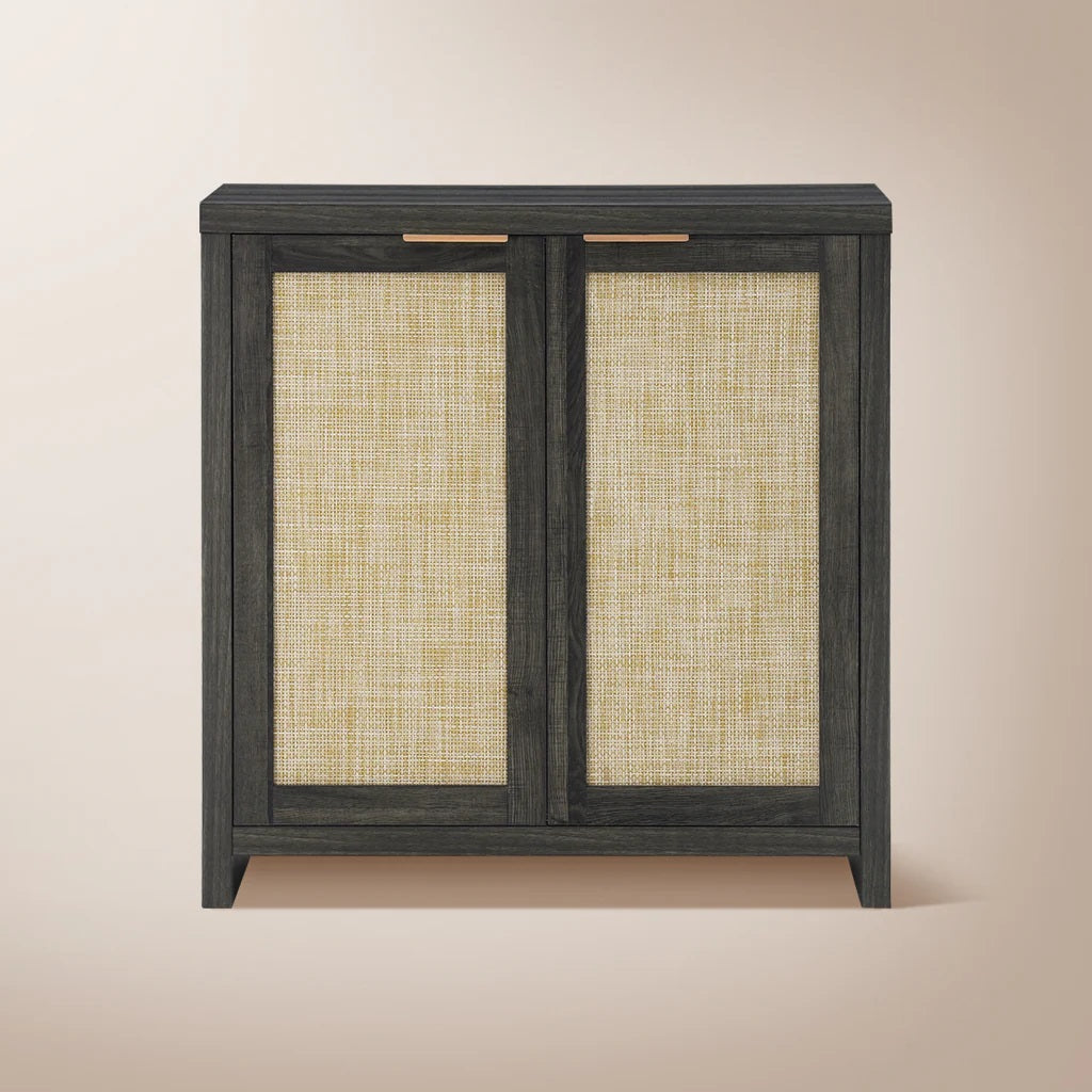 Hampstead Shoe Cabinet/Buffet/Sideboard/Accent Cabinet with Rattan Doors Midnight Oak