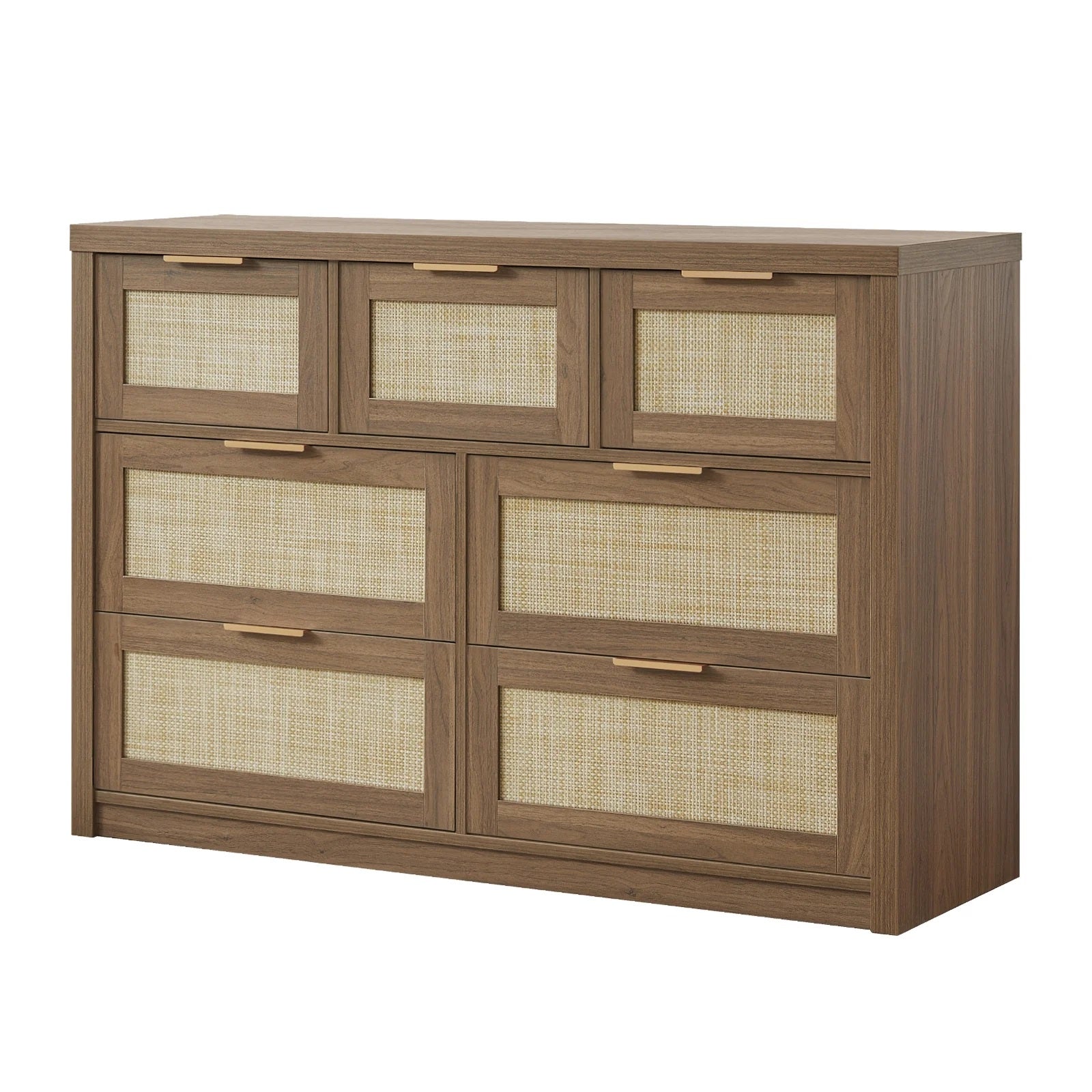 Rattan Hallway Console Sideboard/Tallboy Storage Cabinet Dresser Walnut