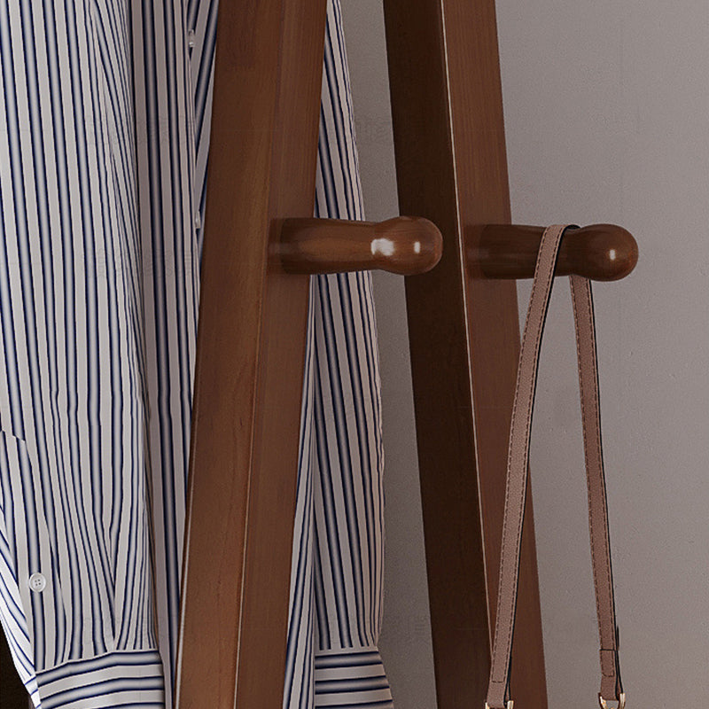 Walnut Solidwood Clothing Racks Hanger/Stylish Entryway Coat Rack with Shelf