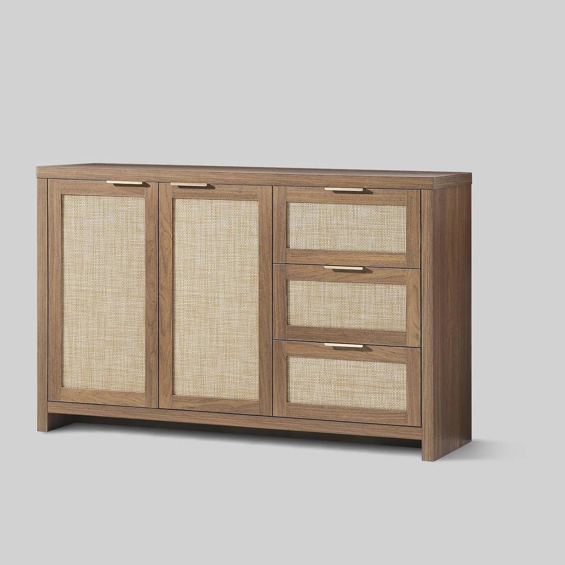 Rattan Dresser Tallboy Storage Cabinet/Buffet Sideboard/Hallway Table Walnut