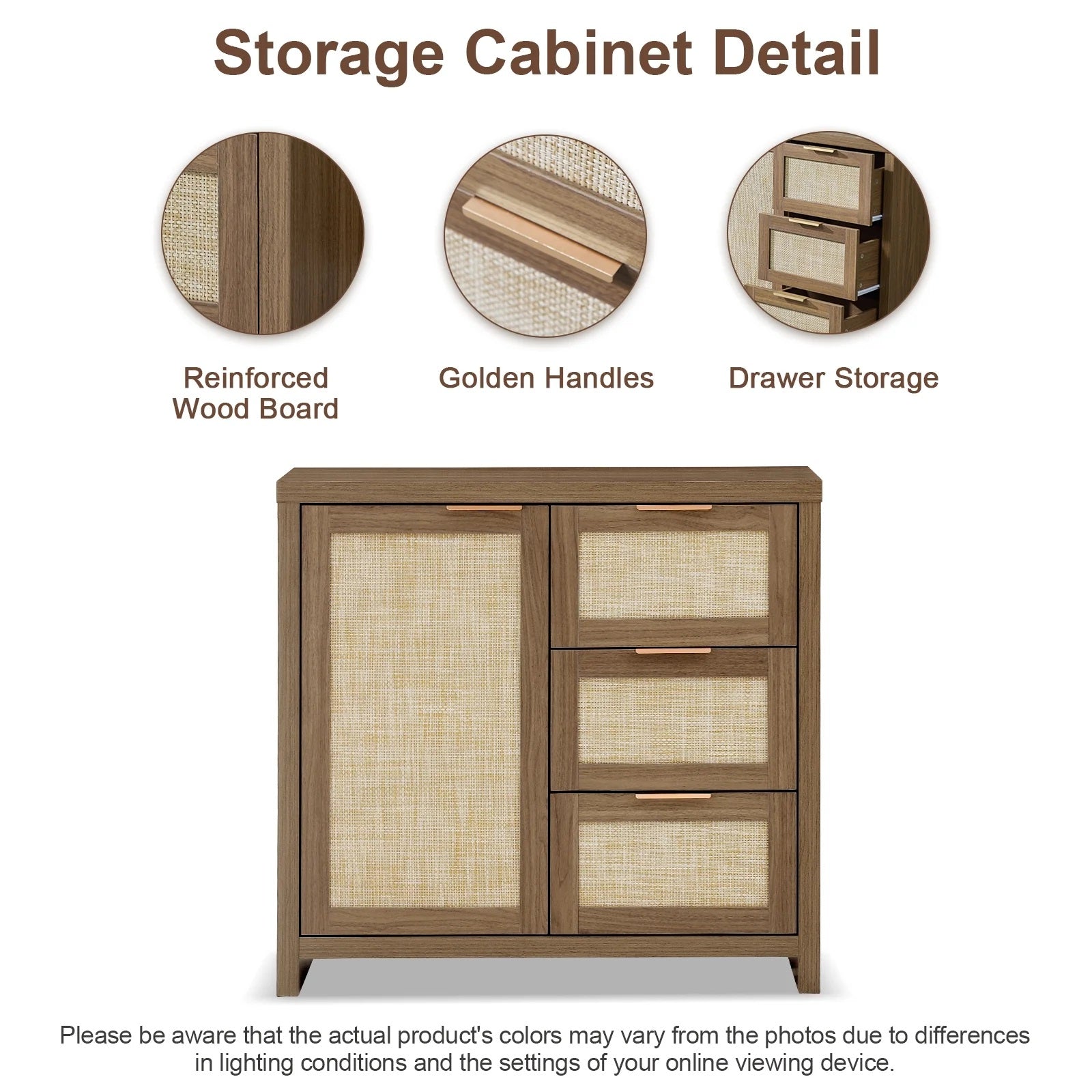 Hampstead Hallway Console/Buffet/Sideboard/Accent Cabinet with Rattan Drawers Walnut