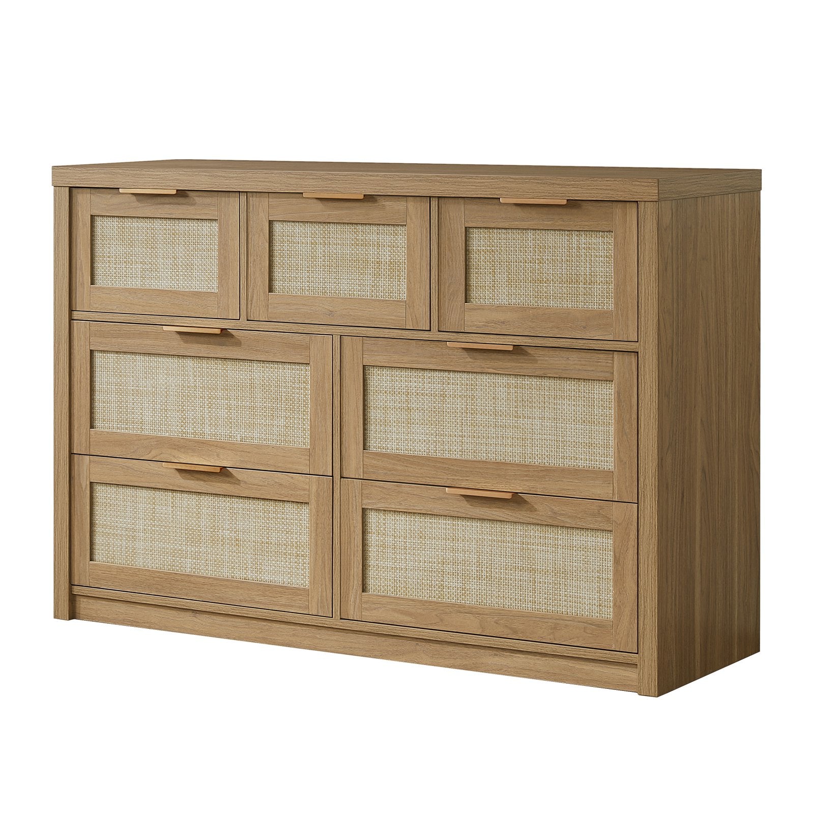 Rattan Hallway Console Sideboard/Tallboy Storage Cabinet Dresser Weathered Oak