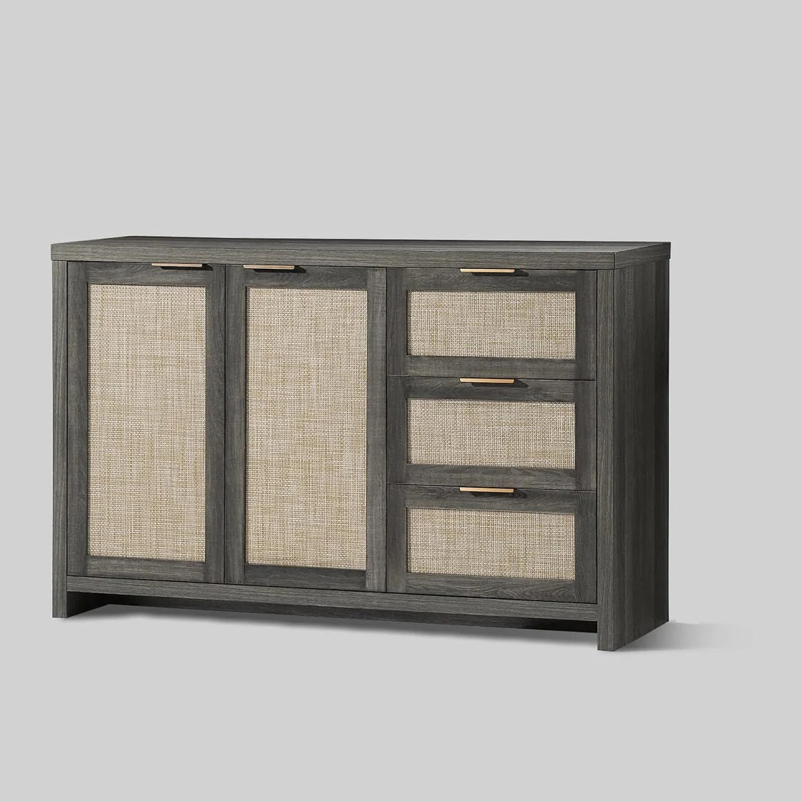 Rattan Dresser Tallboy Storage Cabinet/Buffet Sideboard/Hallway Table Midnight Oak