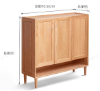 FSC Certified Solid American Oak Three-Door Shoe Cabinet with Bottom Open Shelf