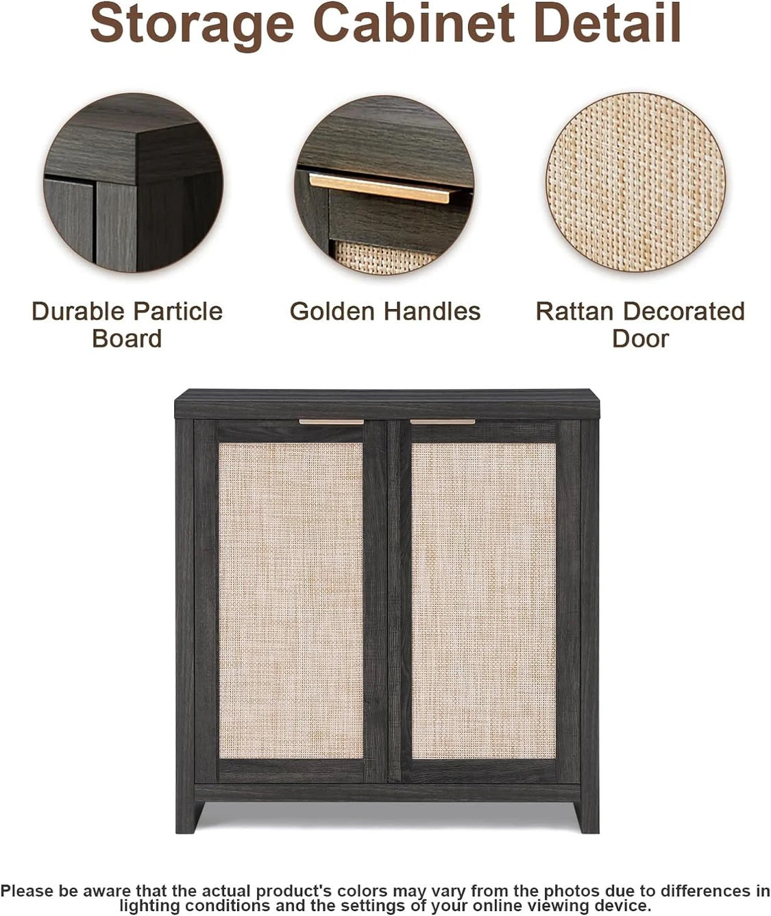 Hampstead Shoe Cabinet/Buffet/Sideboard/Accent Cabinet with Rattan Doors Midnight Oak
