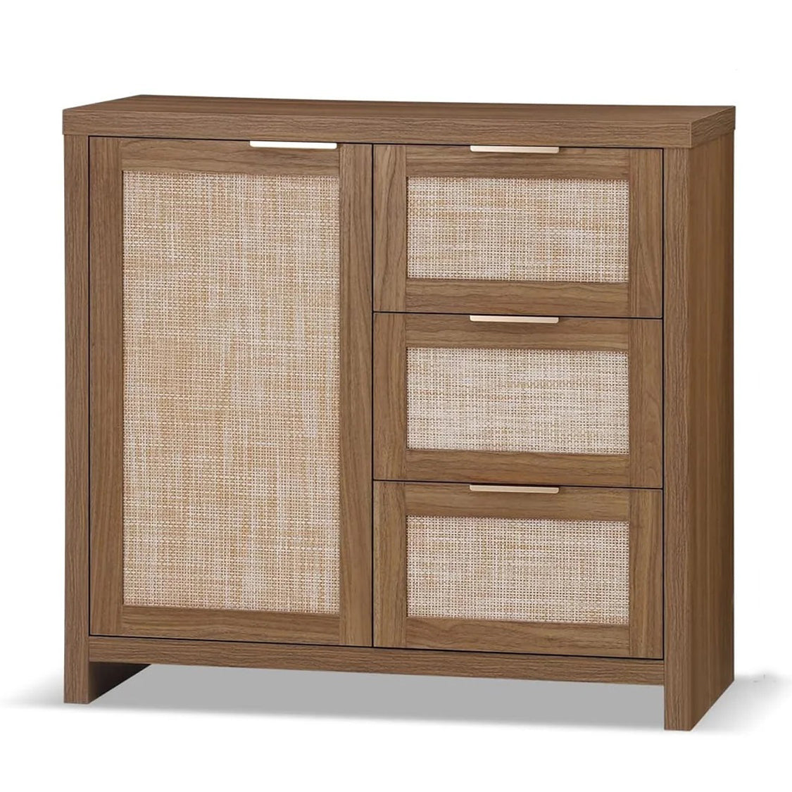 Hampstead Hallway Console/Buffet/Sideboard/Accent Cabinet with Rattan Drawers Walnut