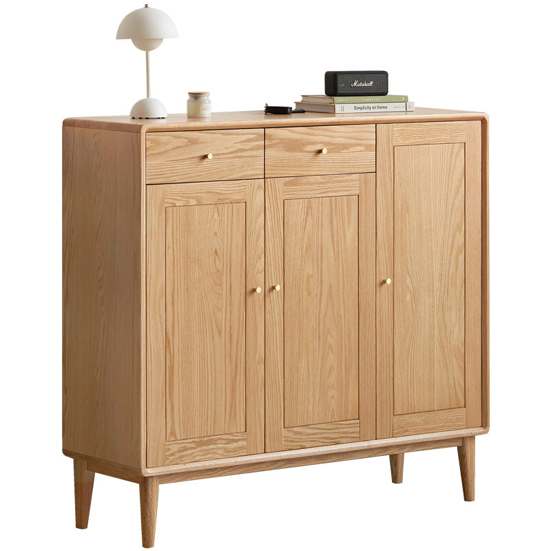FAS-Graded Solid American Oak Wood Three-Door Shoe Cabinet with Drawers/Shoe Storage
