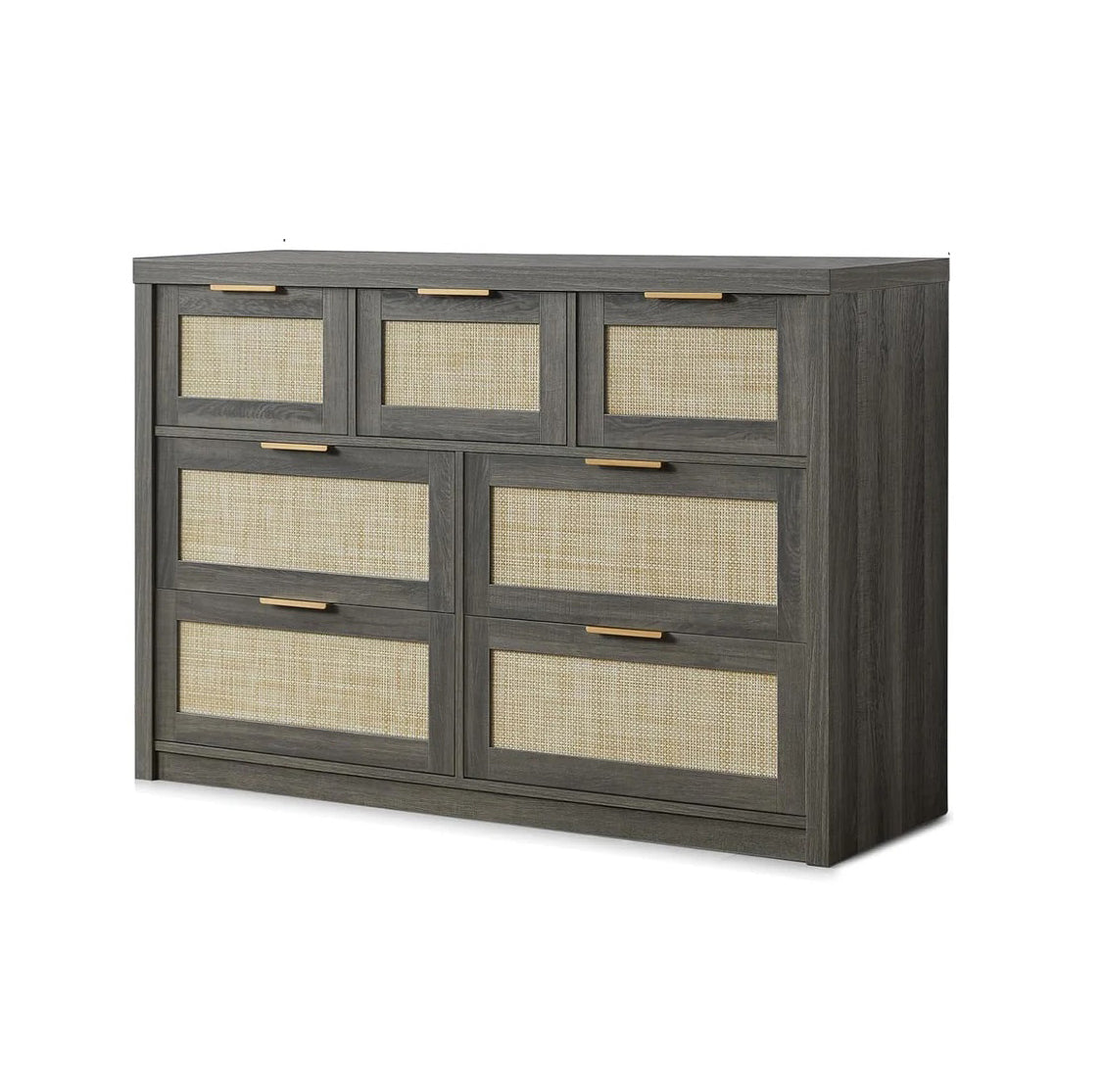 Rattan Hallway Console Sideboard/Tallboy Storage Cabinet Dresser Midnight Oak
