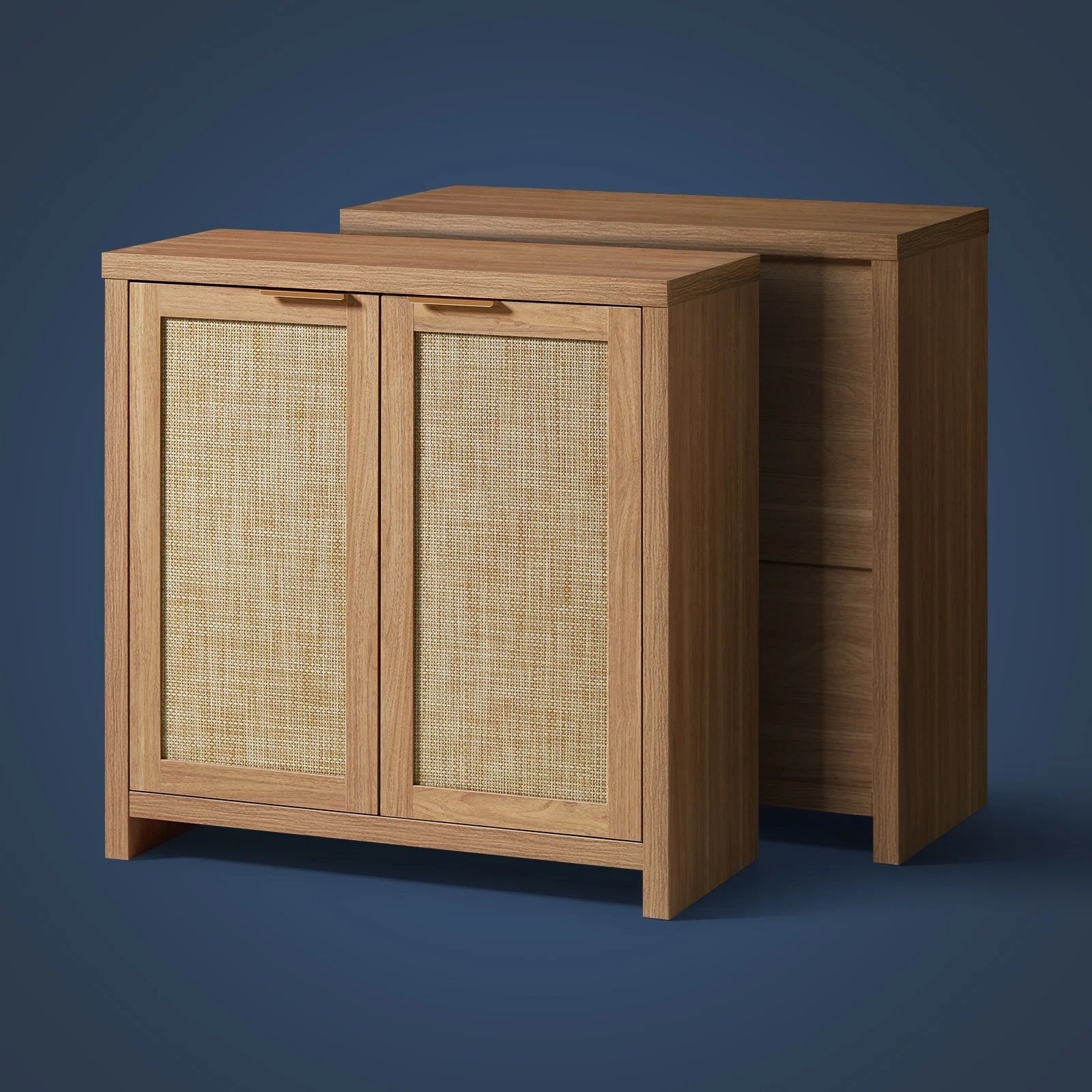 Hampstead Shoe Cabinet/Buffet/Sideboard/Accent Cabinet with Rattan Doors Weathered Oak