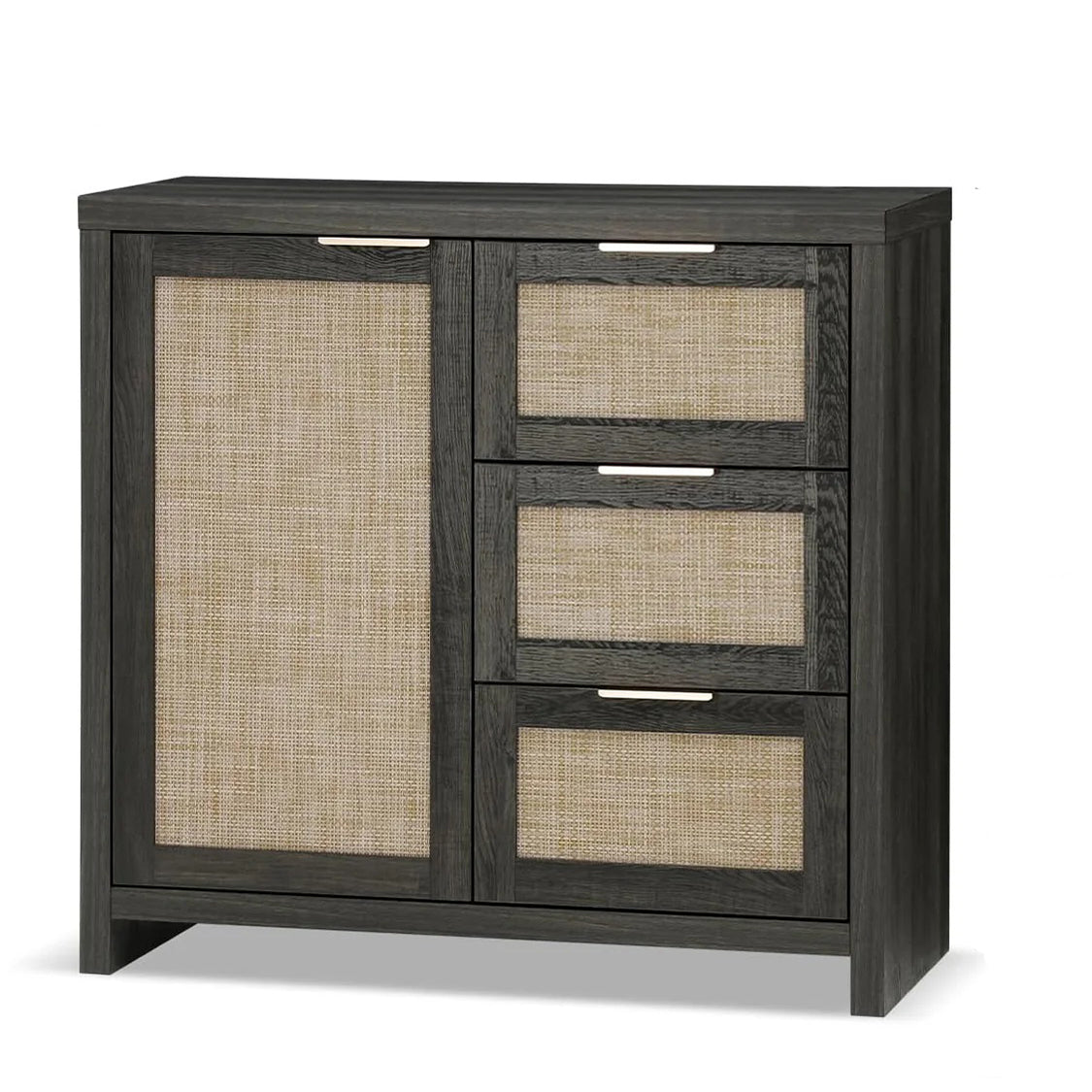 Hampstead Hallway Console Cabinet/Sideboard/Accent Cabinet with Rattan Drawers Midnight Oak