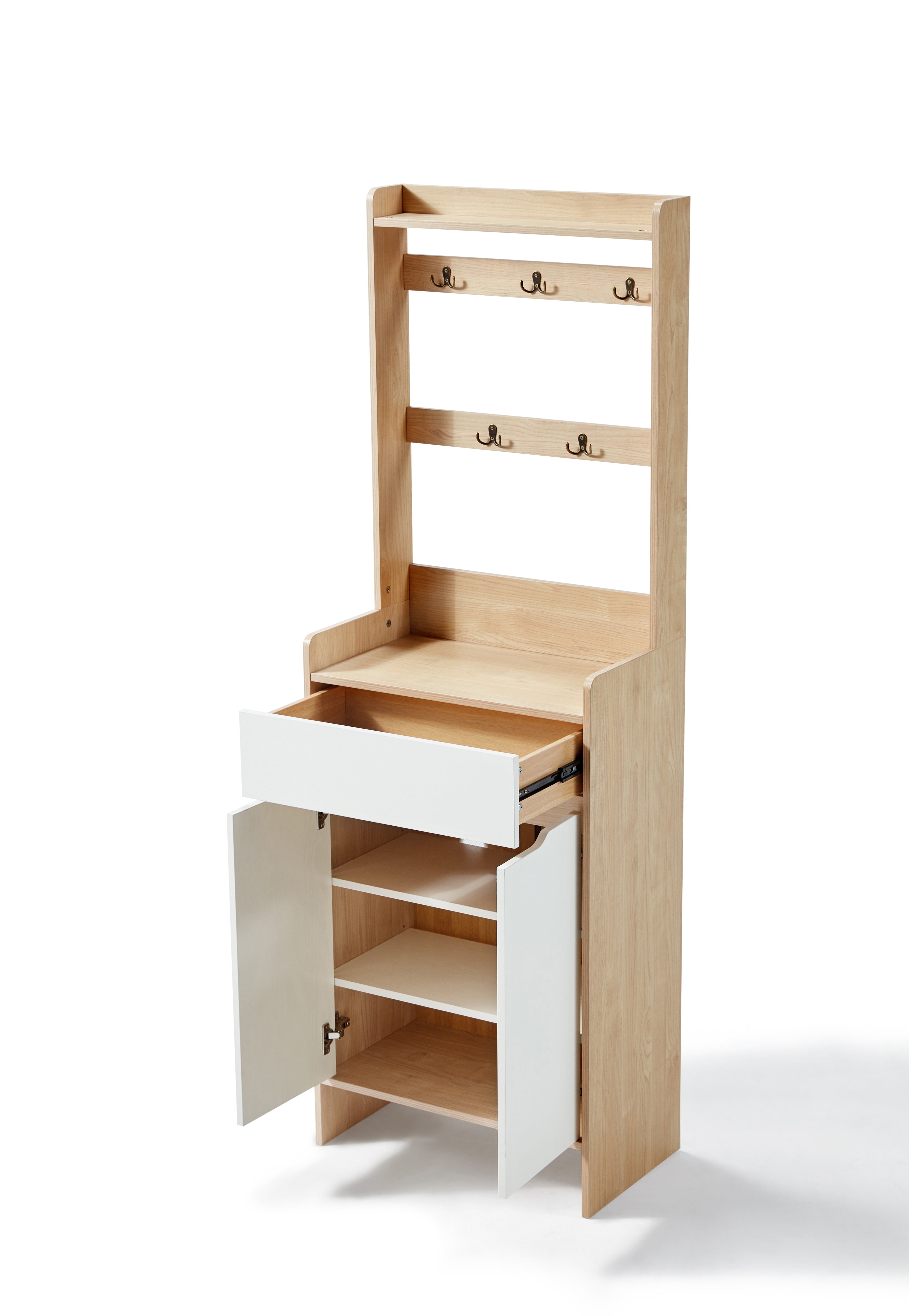 Oak Timber Entryway Storage/Shoe Cabinet with Bag Hanger/60CM/90CM