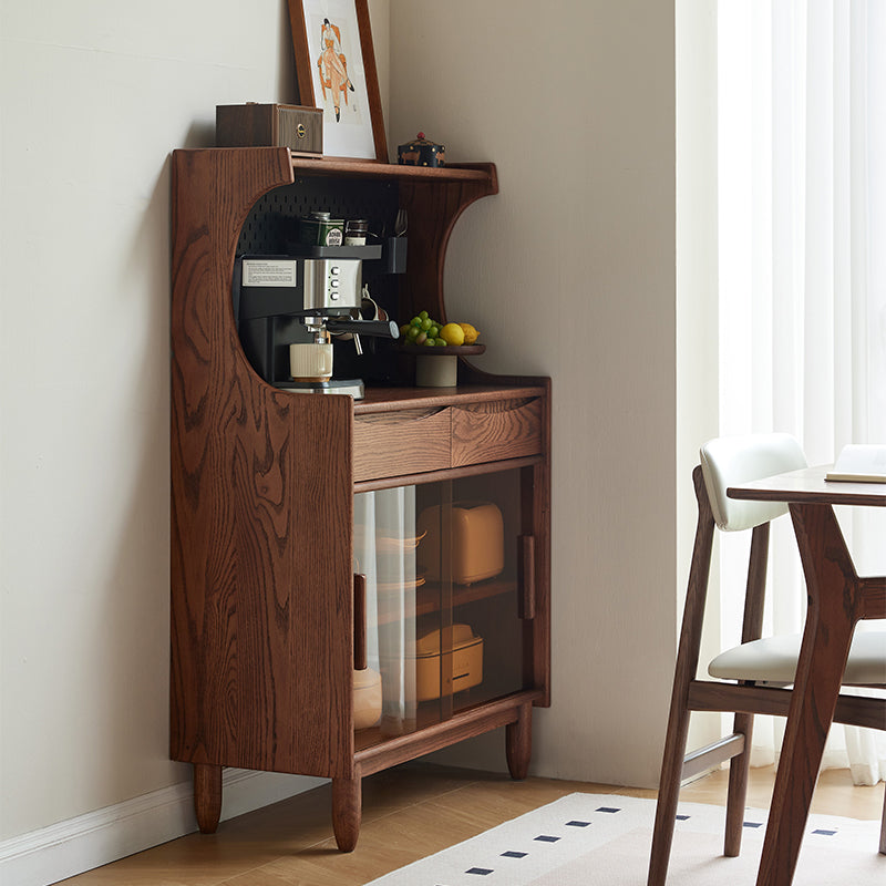 Christina 0.7m/0.9m FAS-Graded Solid American Oak Wood Multifunctional Sideboard Buffet/Coffee Station Display Cupboard