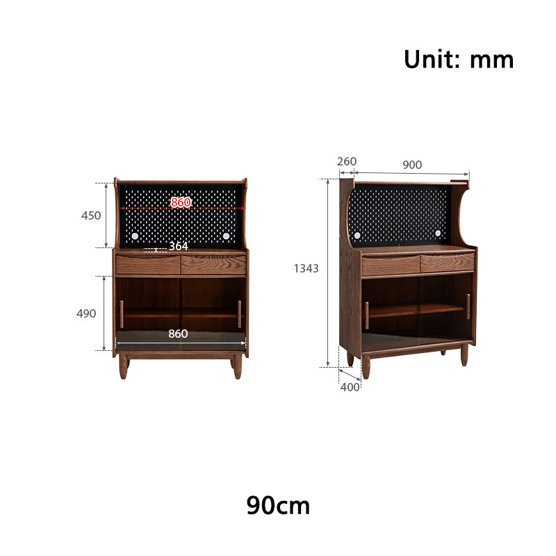 Christina 0.7m/0.9m FAS-Graded Solid American Oak Wood Multifunctional Sideboard Buffet/Coffee Station Display Cupboard