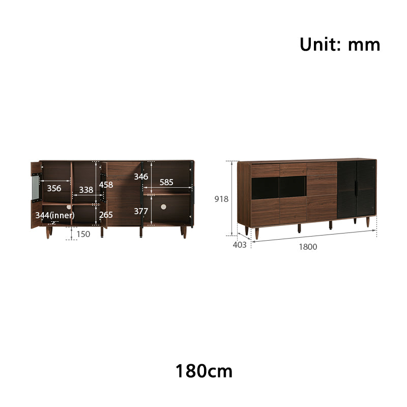 Christine 1.2m/1.5m/1.8m/2.0m Dining Cabinet/Storage Cabinet/Sideboard Walnut Color