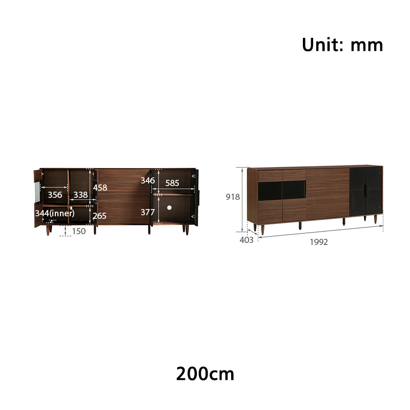 Christine 1.2m/1.5m/1.8m/2.0m Dining Cabinet/Storage Cabinet/Sideboard Walnut Color