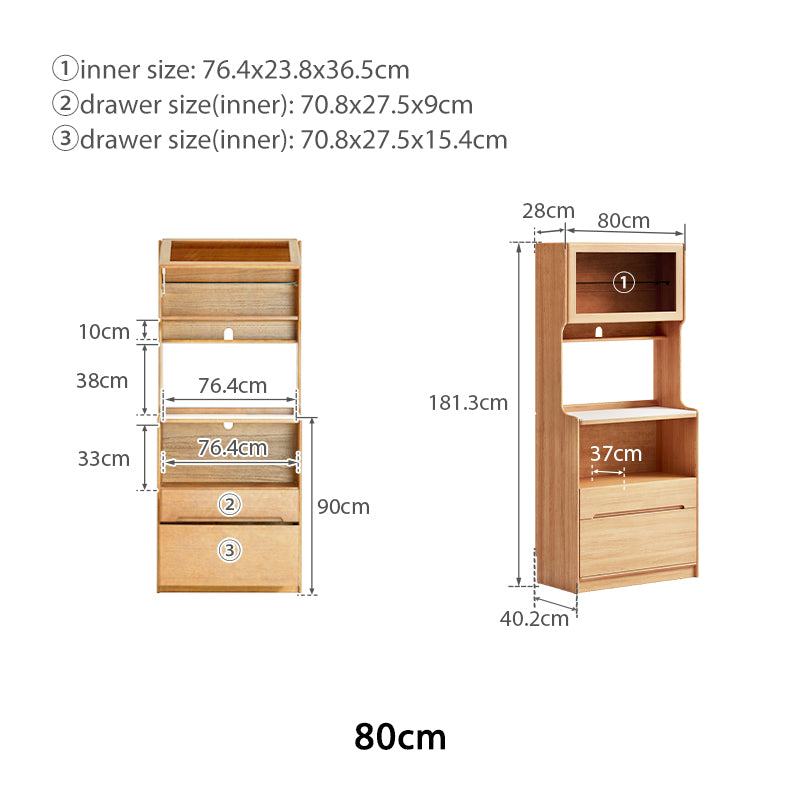 Vance 60cm/80cm Rubberwood Multifunctional Sideboard Buffet/Coffee Station Display Cupboard Multiple Color