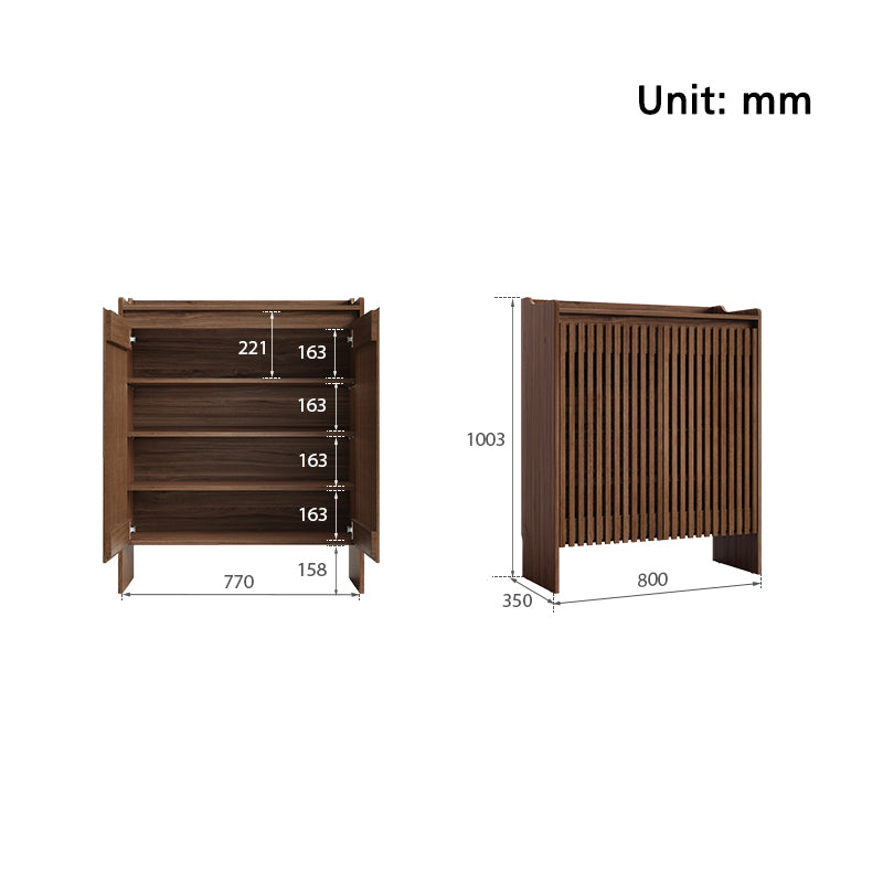 Wyatt Rubberwood 2-Door/3-Door Slatted Shoe Cabinet With Shoe Bench