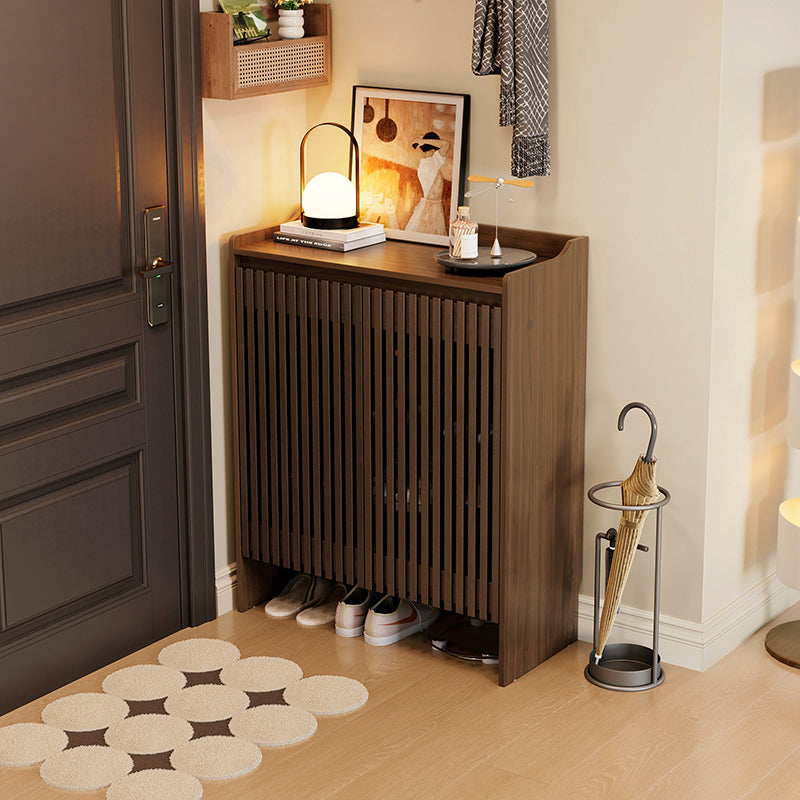 Wyatt Rubberwood 2-Door/3-Door Slatted Shoe Cabinet With Shoe Bench