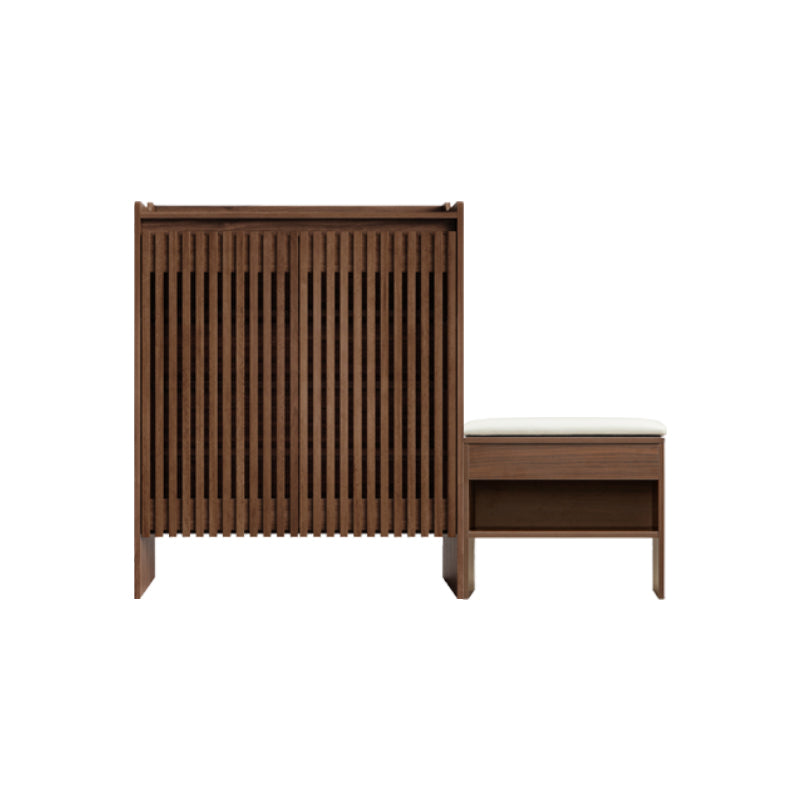 Wyatt Rubberwood 2-Door/3-Door Slatted Shoe Cabinet With Shoe Bench