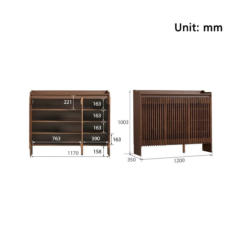Wyatt Rubberwood 2-Door/3-Door Slatted Shoe Cabinet With Shoe Bench