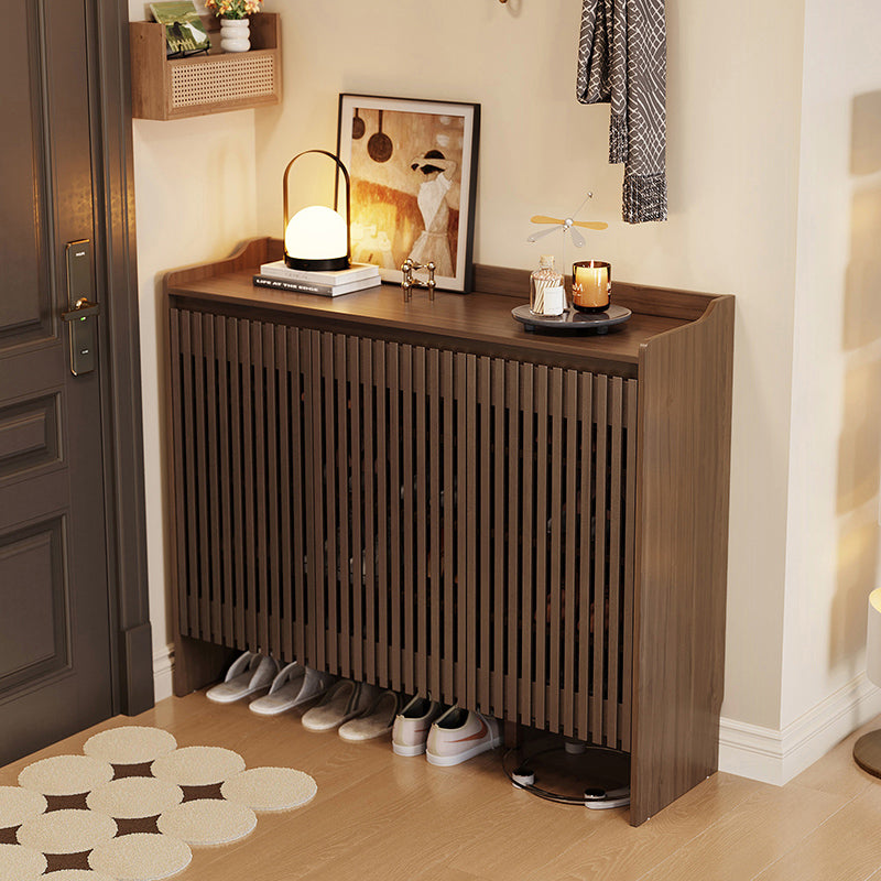 Wyatt Rubberwood 2-Door/3-Door Slatted Shoe Cabinet With Shoe Bench