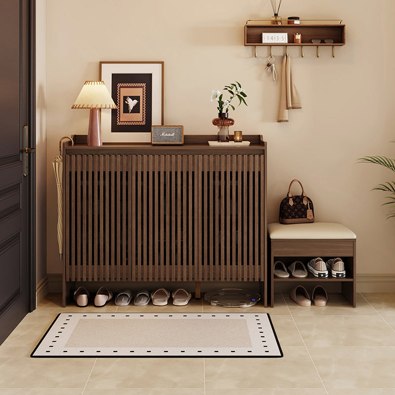 Wyatt Rubberwood 2-Door/3-Door Slatted Shoe Cabinet With Shoe Bench