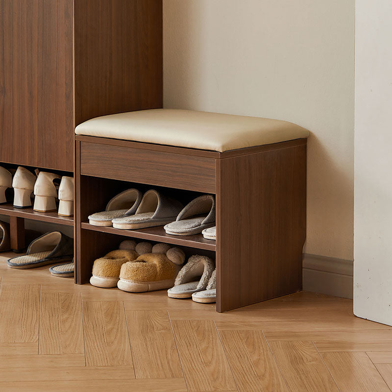 Wyatt Rubberwood 2-Door/3-Door Slatted Shoe Cabinet With Shoe Bench