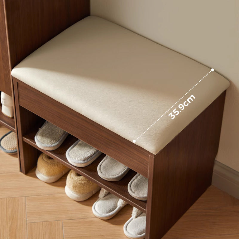 Wyatt Rubberwood 2-Door/3-Door Slatted Shoe Cabinet With Shoe Bench