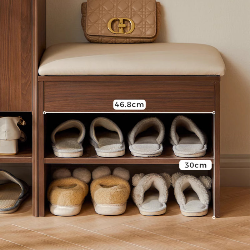 Wyatt Rubberwood 2-Door/3-Door Slatted Shoe Cabinet With Shoe Bench