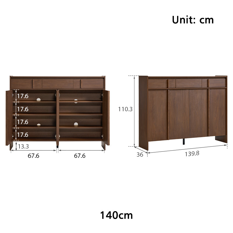 Alden 0.8m/1.0m/1.2m/1.4m Entryway Shoe Cabinet With Drawer Walnut