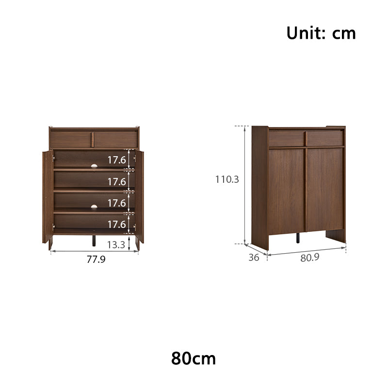 Alden 0.8m/1.0m/1.2m/1.4m Entryway Shoe Cabinet With Drawer Walnut