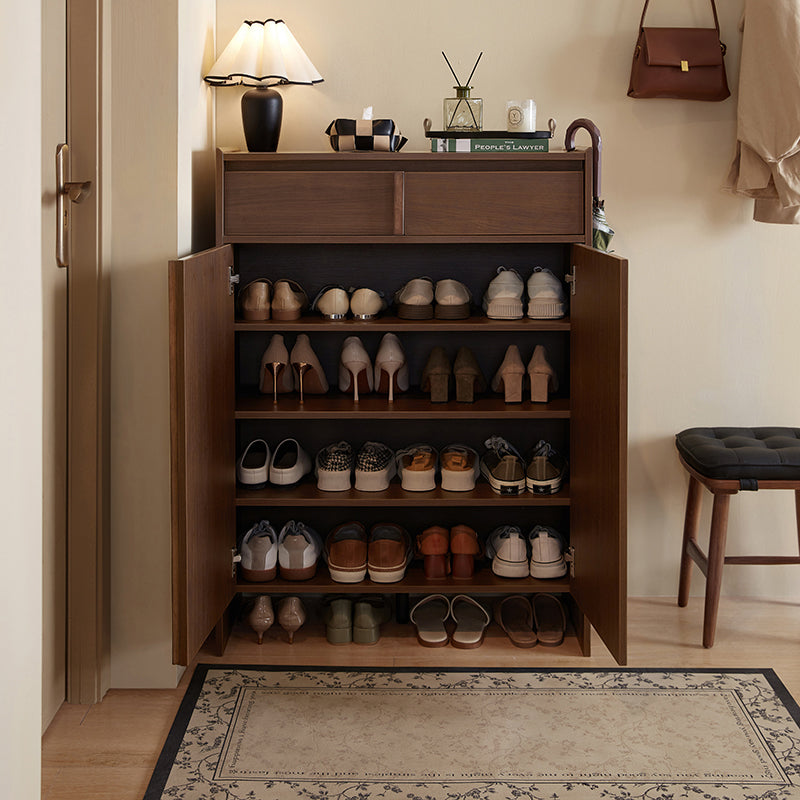 Alden 0.8m/1.0m/1.2m/1.4m Entryway Shoe Cabinet With Drawer Walnut