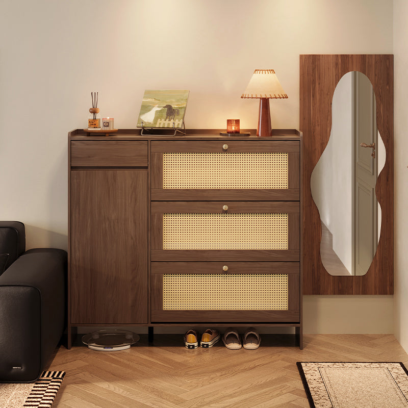 Hyacinth 135cm Flip-door Entryway Cabinet/Shoe Cabinet With Drawer Walnut Color