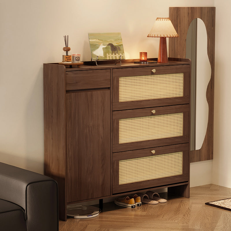 Hyacinth 135cm Flip-door Entryway Cabinet/Shoe Cabinet With Drawer Walnut Color