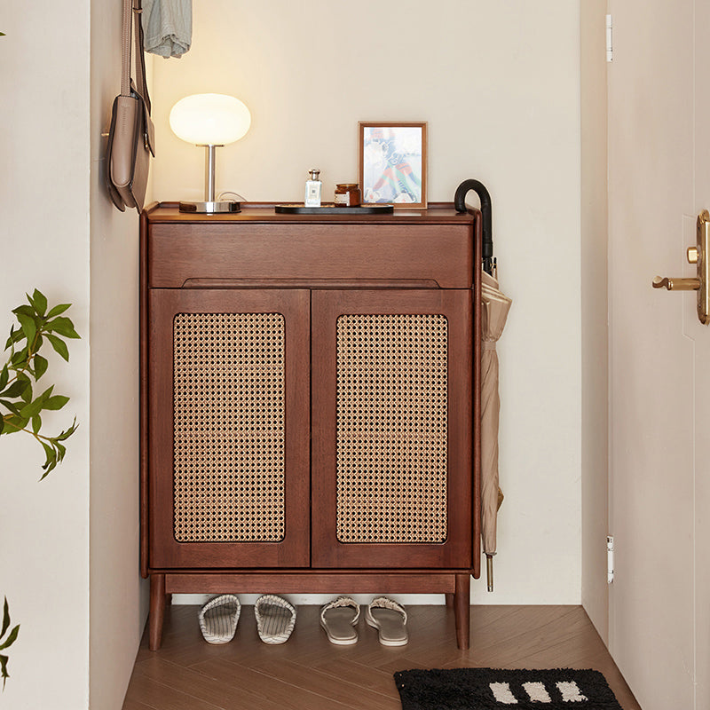 Ignatius 80cm/118cm/140cm Rubberwood Entryway Cabinet/Shoe Cabinet With Drawer Walnut Color