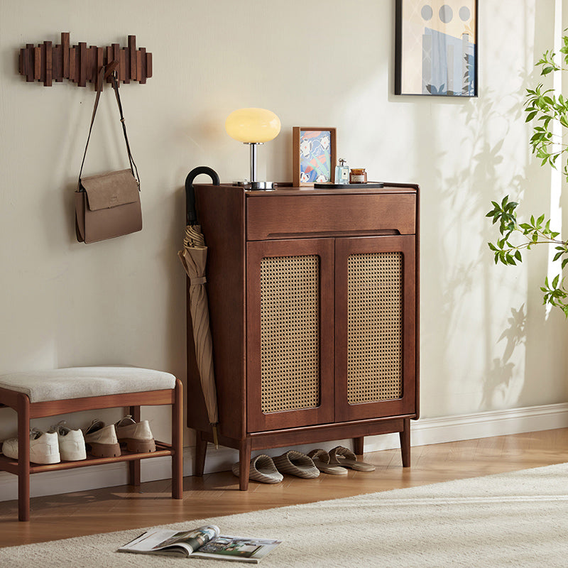 Ignatius 80cm/118cm/140cm Rubberwood Entryway Cabinet/Shoe Cabinet With Drawer Walnut Color