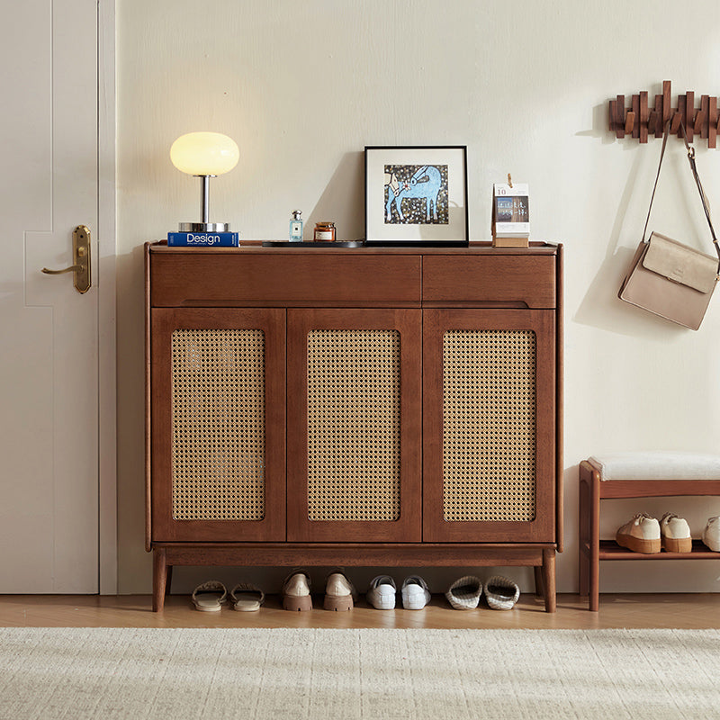 Ignatius 80cm/118cm/140cm Rubberwood Entryway Cabinet/Shoe Cabinet With Drawer Walnut Color