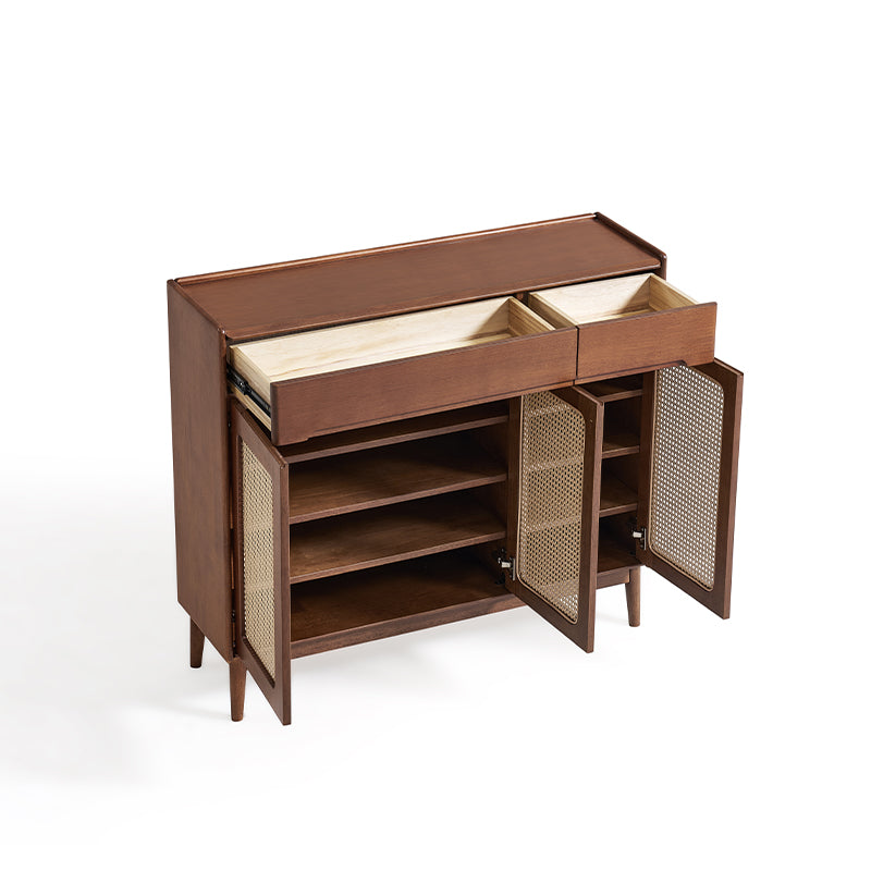 Ignatius 80cm/118cm/140cm Rubberwood Entryway Cabinet/Shoe Cabinet With Drawer Walnut Color