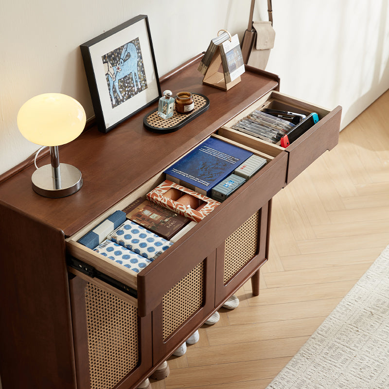 Ignatius 80cm/118cm/140cm Rubberwood Entryway Cabinet/Shoe Cabinet With Drawer Walnut Color