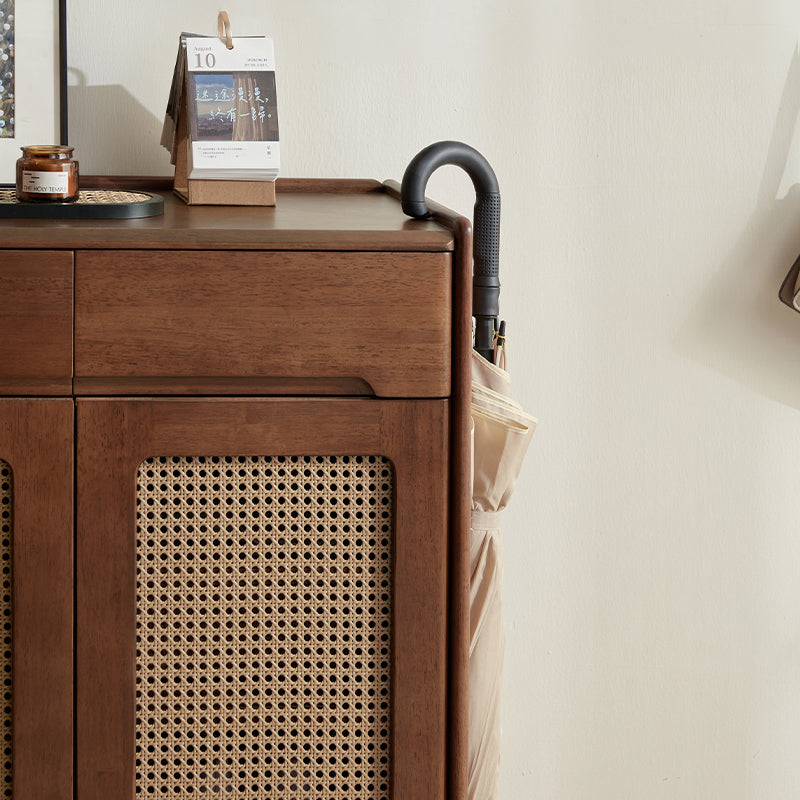 Ignatius 80cm/118cm/140cm Rubberwood Entryway Cabinet/Shoe Cabinet With Drawer Walnut Color
