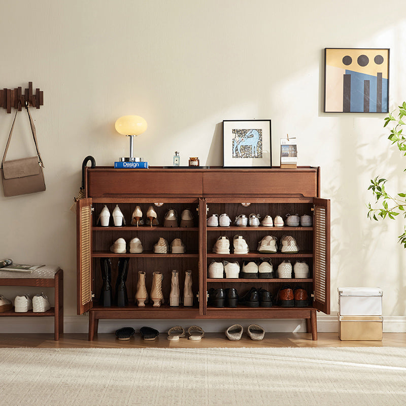 Ignatius 80cm/118cm/140cm Rubberwood Entryway Cabinet/Shoe Cabinet With Drawer Walnut Color