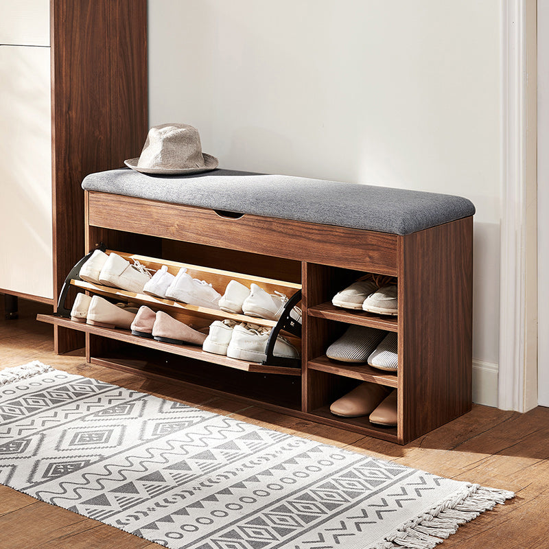 Mallory 80cm/100cm Entryway Shoe Cabinet/Shoe Changing Stool For Home Walnut Color