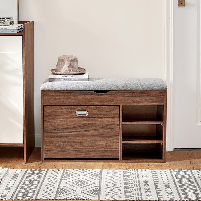 Mallory 80cm/100cm Entryway Shoe Cabinet/Shoe Changing Stool For Home Walnut Color