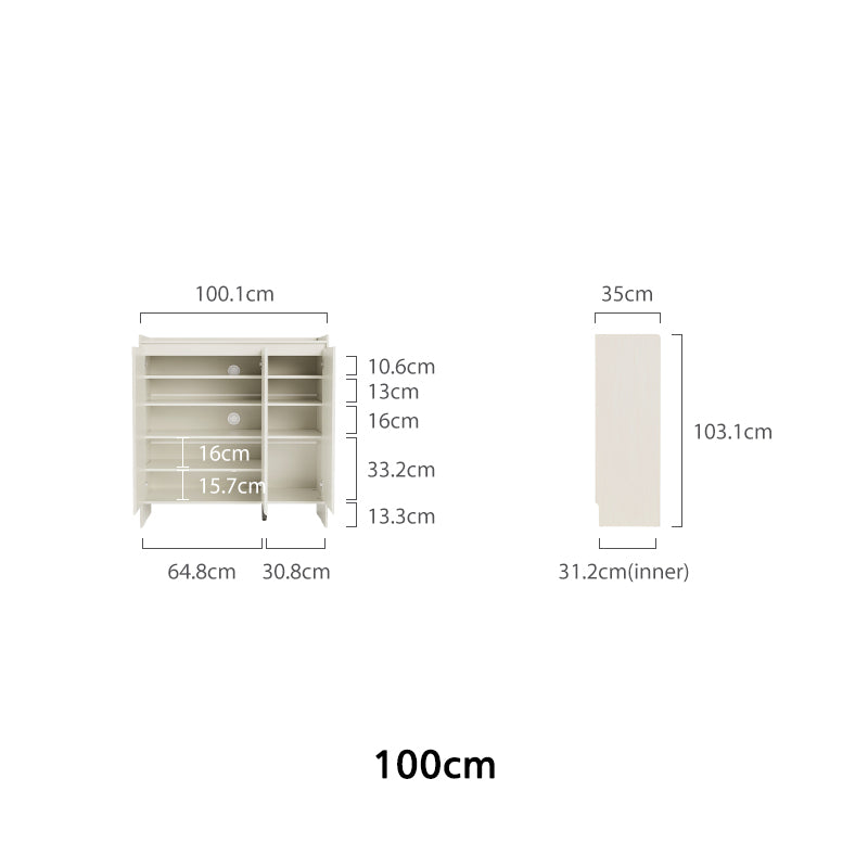 Reba 80cm/100cm/120cm/140cm Entryway Shoe Cabinet/Shoe Case For Home Cream White Color