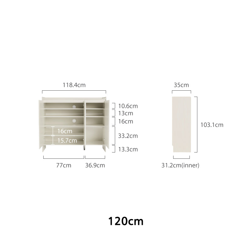 Reba 80cm/100cm/120cm/140cm Entryway Shoe Cabinet/Shoe Case For Home Cream White Color